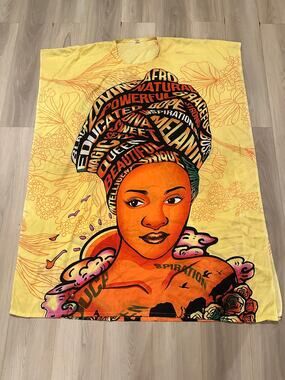Ace Fashion Black Girl Magic Melanin Yellow Kaftan Maxi Dress One Size OS